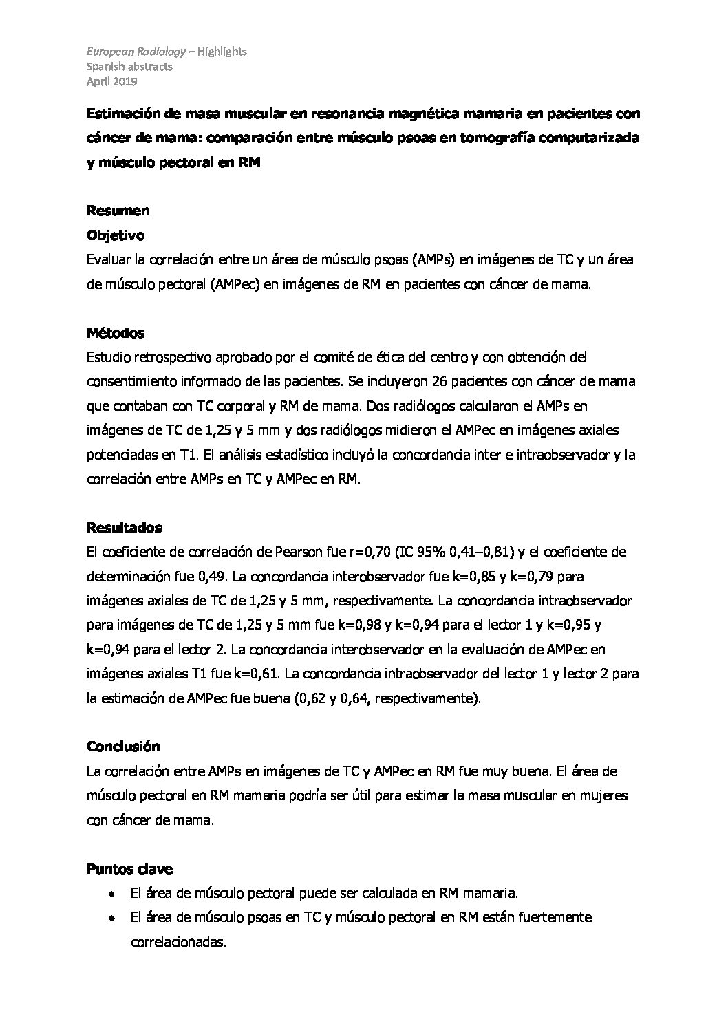 European Radiology Highlights – April 2019